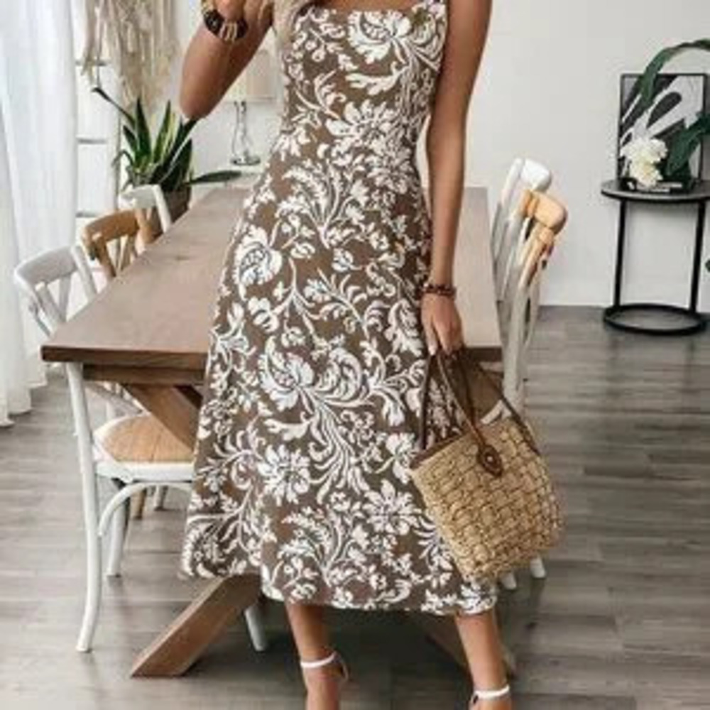 ZARA Boho Multicolor Women's Floral Sleeveless Midi Dress